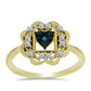 Anillo de Plata Bañada en Oro con Diamante Azul y Topacio Blanco