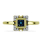 Anillo de Plata Bañada en Oro con Diamante Azul y Topacio Blanco