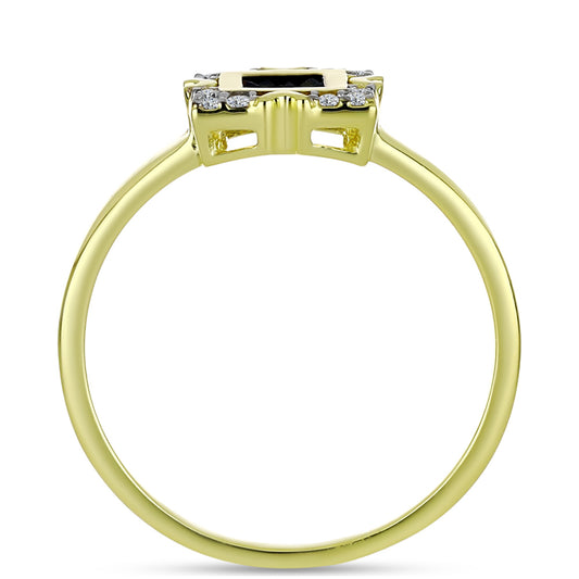 Anillo de Plata Bañada en Oro con Diamante Azul y Topacio Blanco