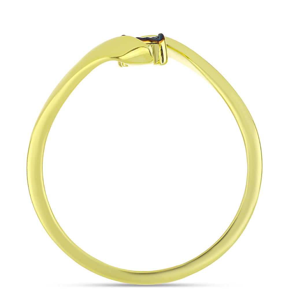 Anillo de Plata Bañada en Oro con Diamante Azul 2 