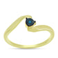 Anillo de Plata Bañada en Oro con Diamante Azul