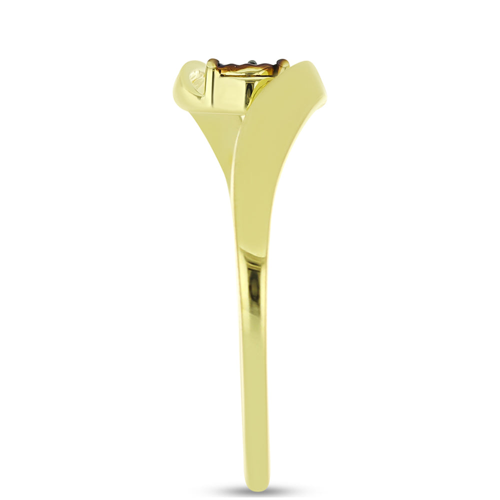Anillo de Plata Bañada en Oro con Diamante Azul 4 