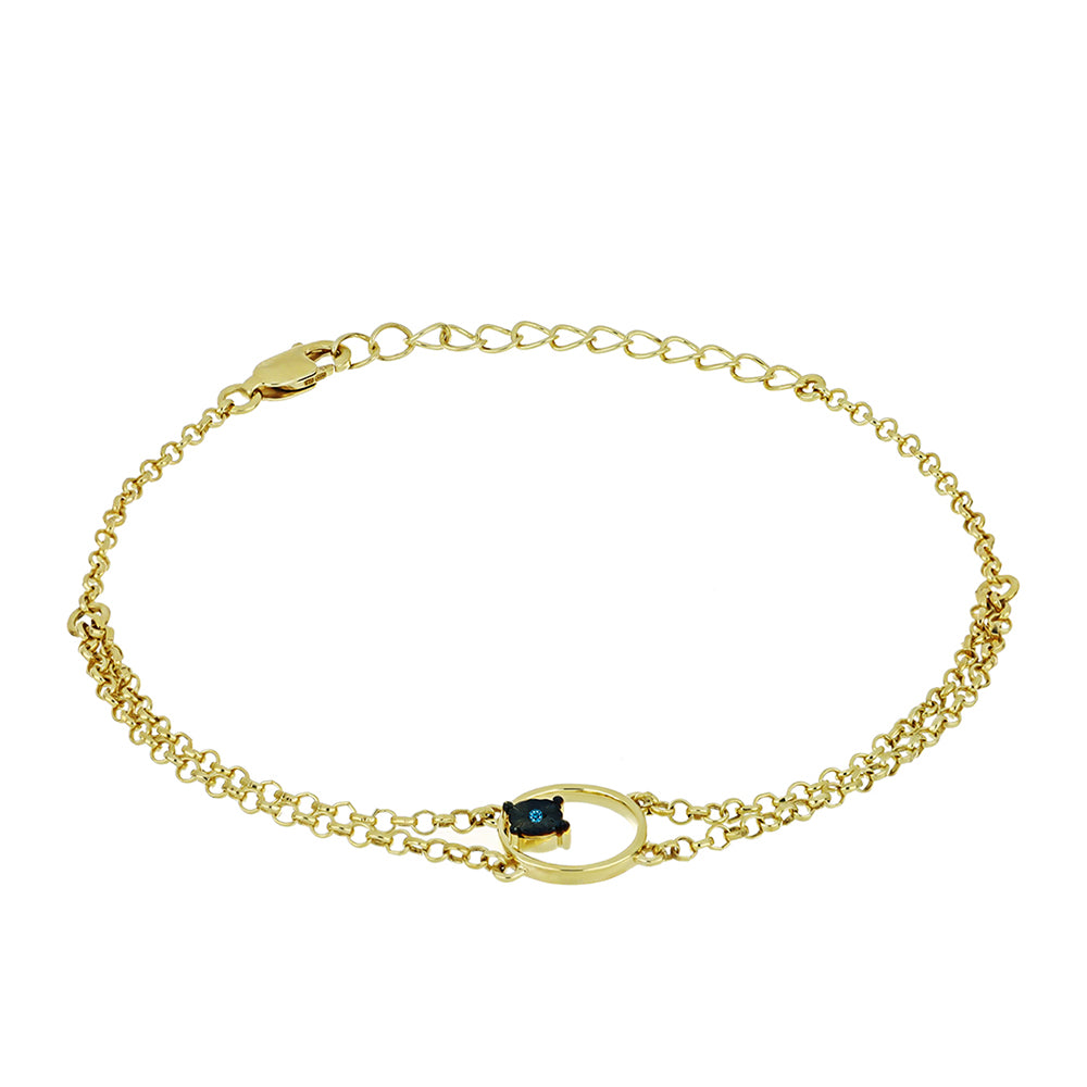 Pulsera de Plata Bañada en Oro con Diamante Azul 1 