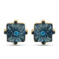 Pendientes de Plata Bañada en Oro con Diamante Azul