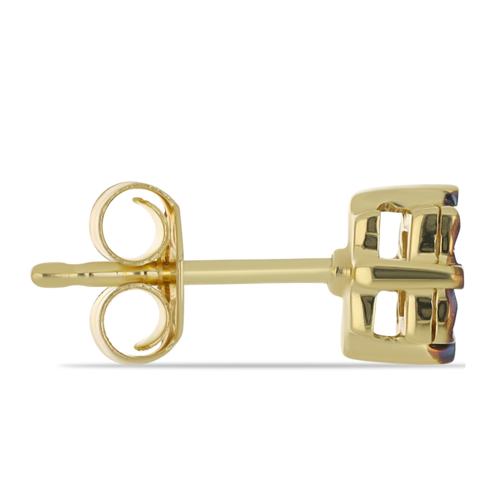 Pendientes de Plata Bañada en Oro con Diamante Azul 2 