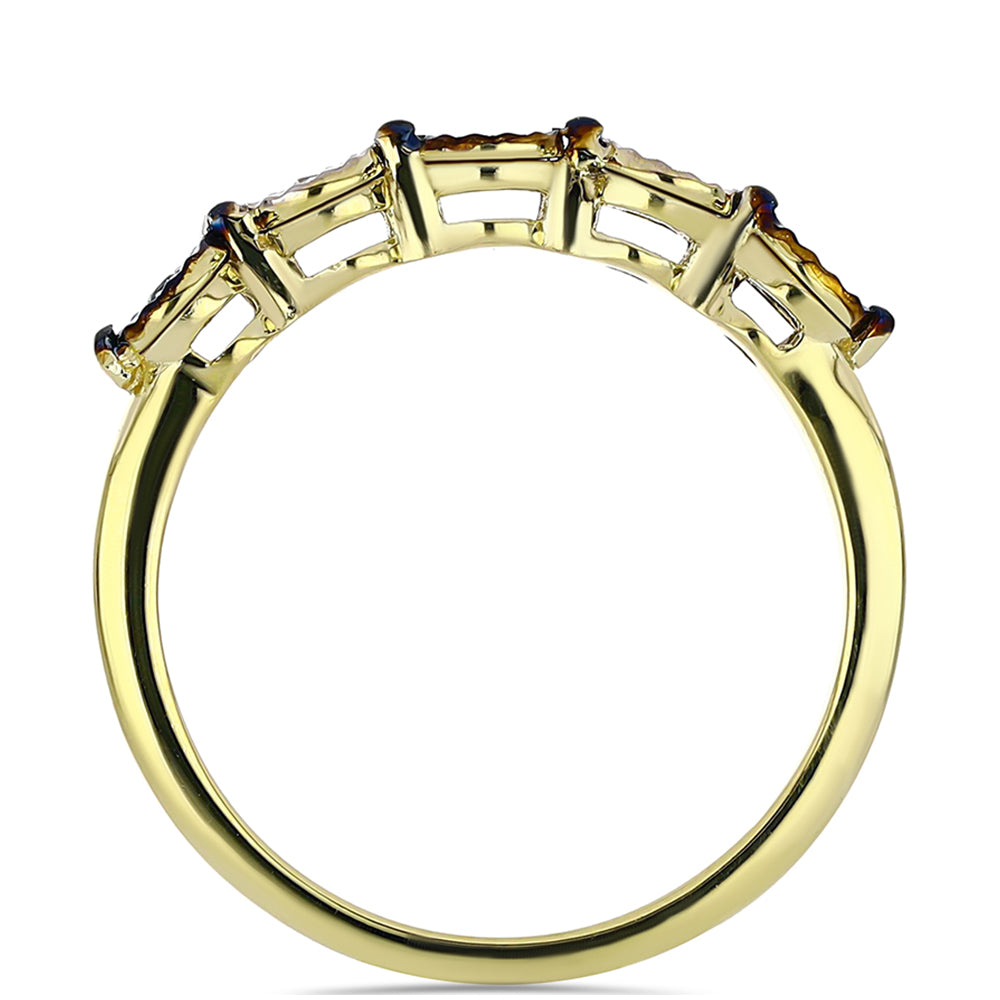 Anillo de Plata Bañada en Oro con Diamante Azul y Topacio Blanco