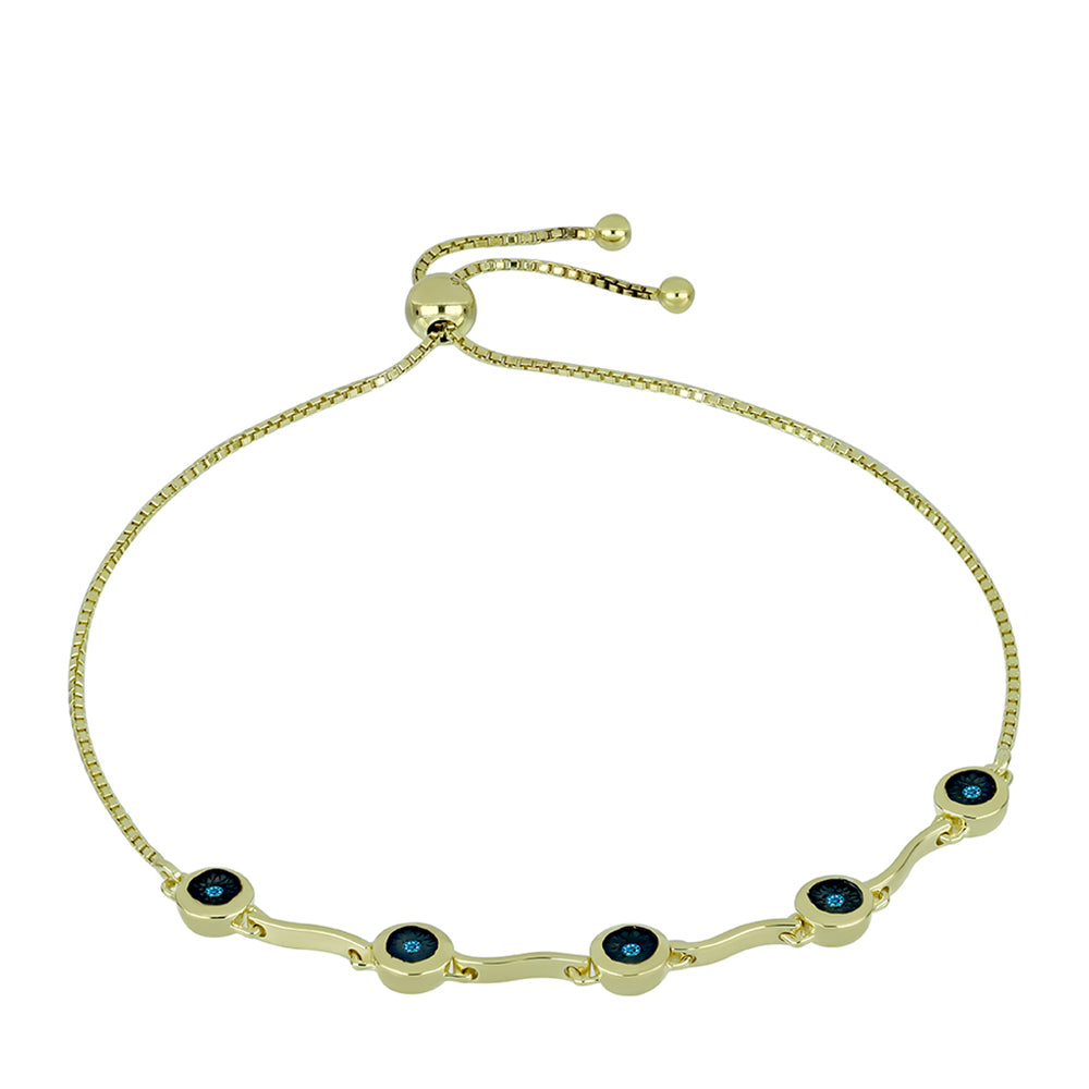 Pulsera de Plata Bañada en Oro con Diamante Azul 1 