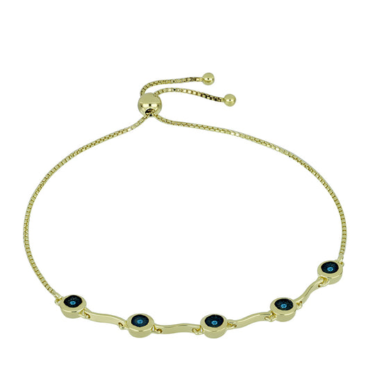 Pulsera de Plata Bañada en Oro con Diamante Azul