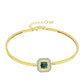 Brazalete de Plata Bañada en Oro con Diamante Azul y Topacio Blanco