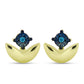 Pendientes de Plata Bañada en Oro con Diamante Azul