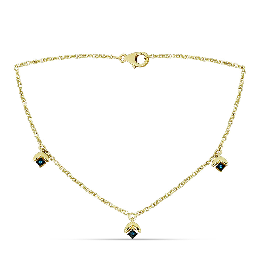 Collar de Plata Bañada en Oro con Diamante Azul