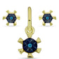 Conjunto de Plata Bañada en Oro con Diamante Azul ( Pendientes +Colgante )