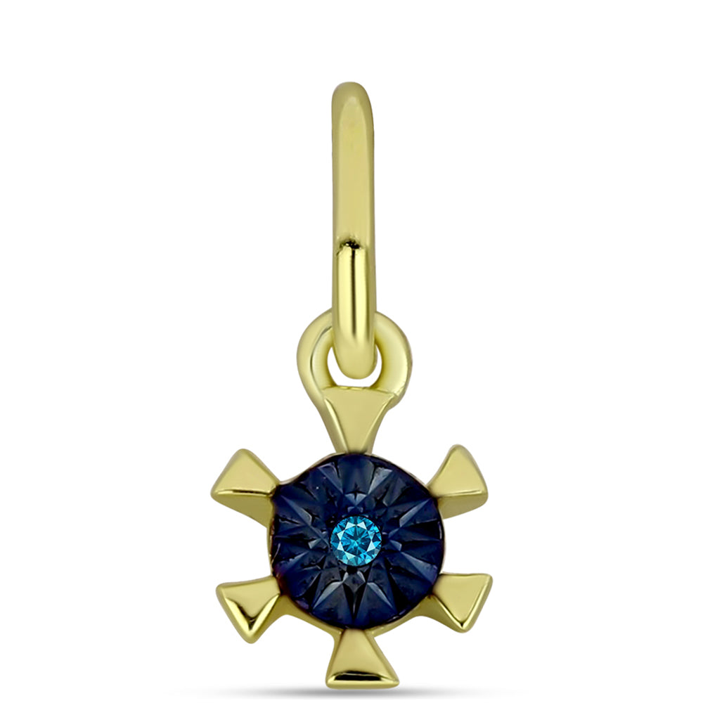 Conjunto de Plata Bañada en Oro con Diamante Azul ( Pendientes +Colgante ) 3 