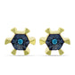 Conjunto de Plata Bañada en Oro con Diamante Azul ( Pendientes +Colgante )