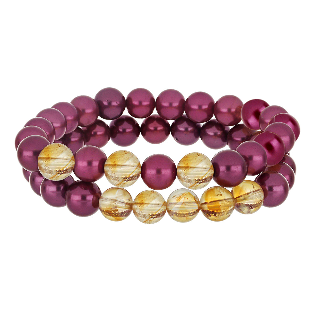 Conjunto Pepita con Perla Púrpura de Agua dulce y Citrino de los Montes Urales ( Pulsera ) 1 
