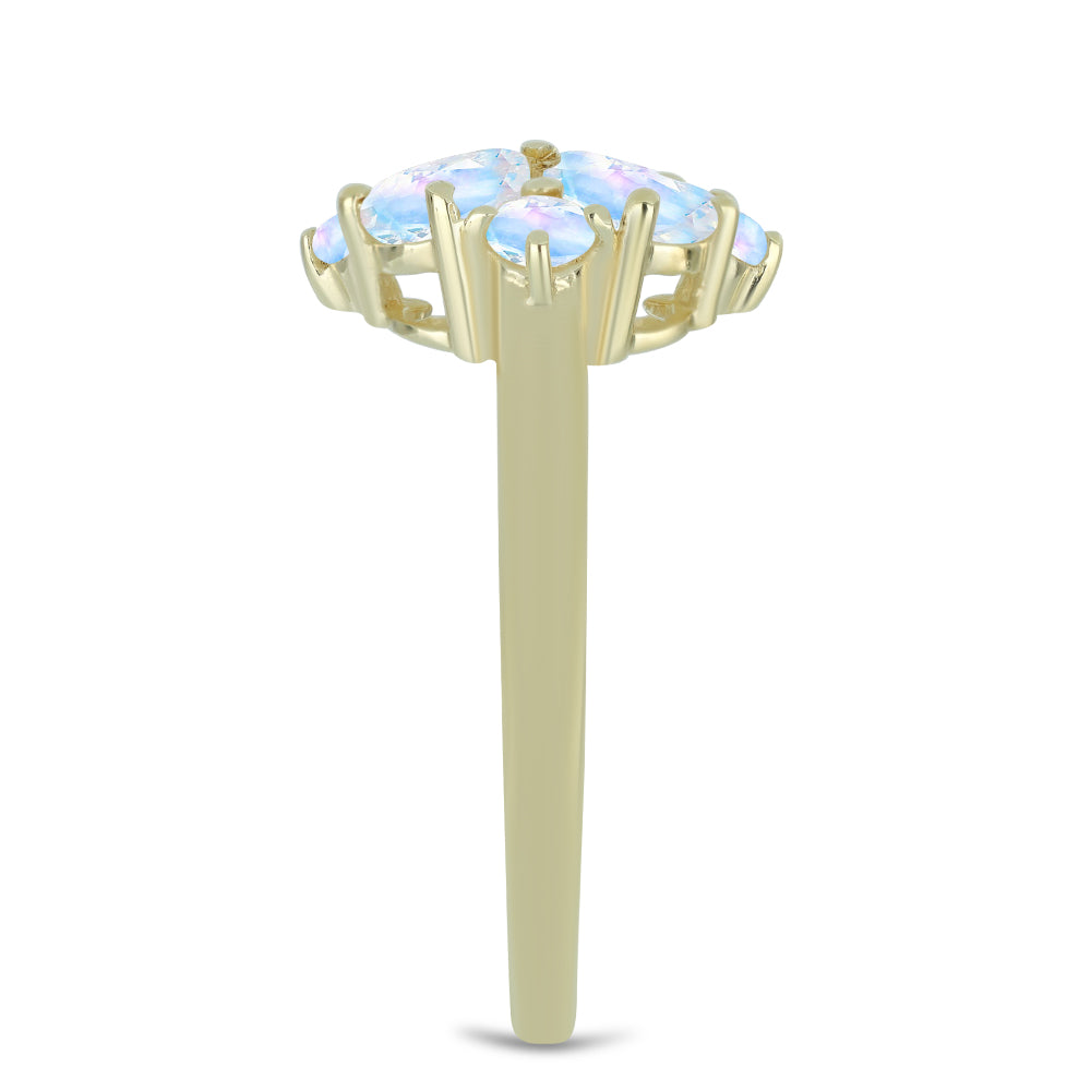 Anillo de Plata Bañada en Oro con Piedra Lunar Arco Iris 4 