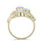 Anillo de Plata Bañada en Oro con Piedra Lunar Arco Iris