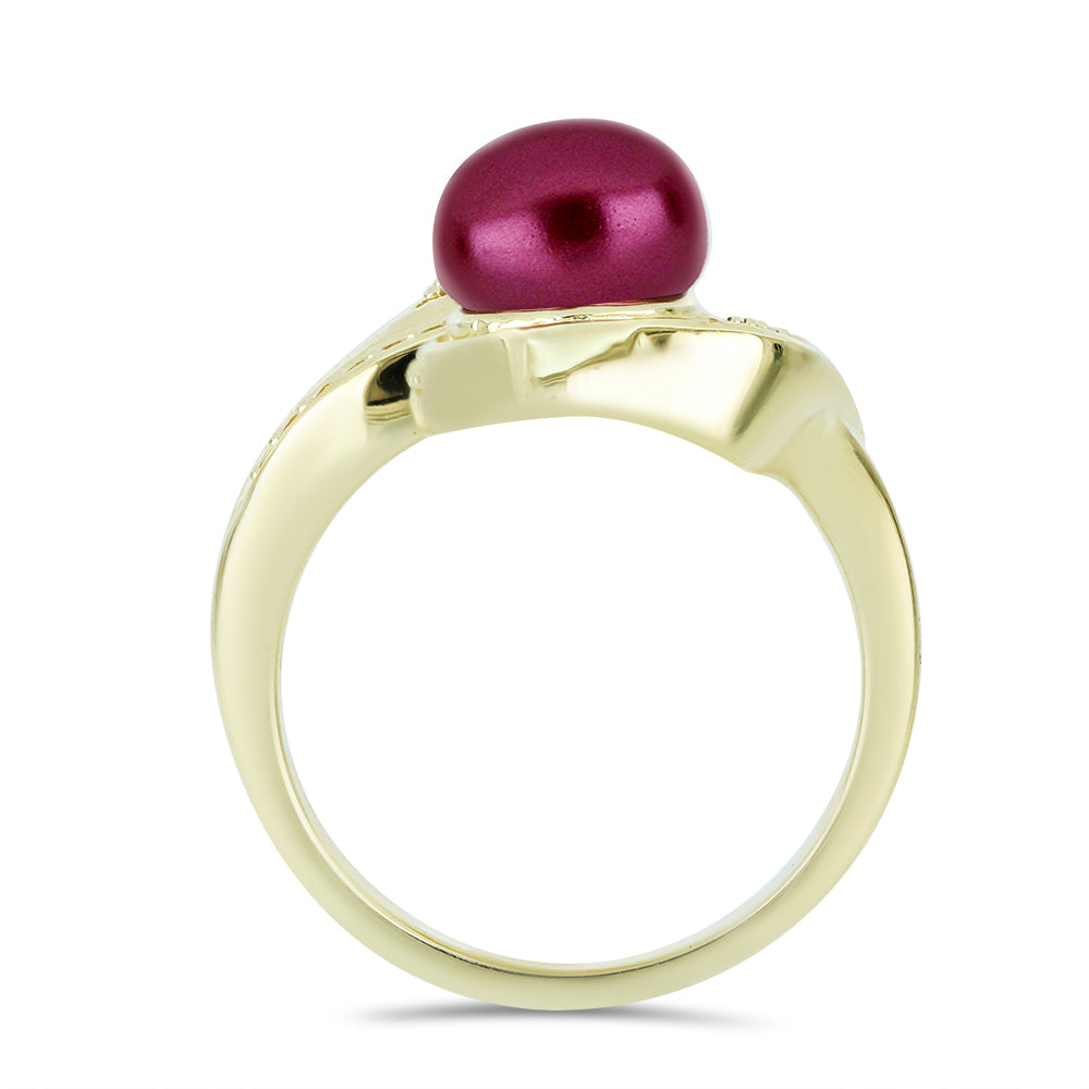 Anillo de Plata Bañada en Oro con Perla Púrpura de Agua dulce y Citrino de los Montes Urales 2 