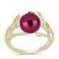 Anillo de Plata Bañada en Oro con Perla Púrpura de Agua dulce y Citrino de los Montes Urales