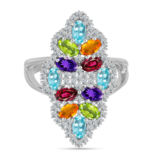Anillo de Plata con Amatista de Marruecos y Peridoto de Changbai