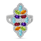 Anillo de Plata con Amatista de Marruecos y Peridoto de Changbai