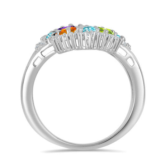 Anillo de Plata con Amatista de Marruecos y Peridoto de Changbai