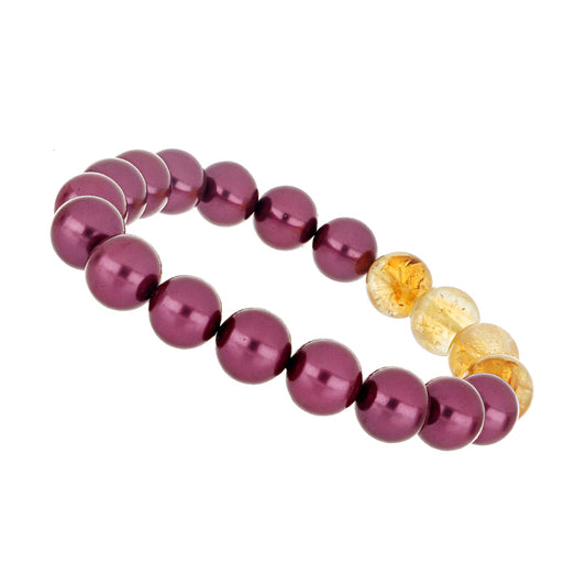 Pulsera Pepita con Perla Púrpura de Agua dulce y Citrino de los Montes Urales