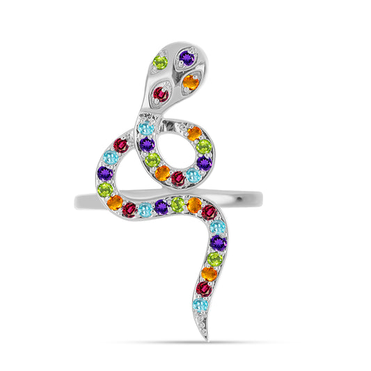 Anillo de Plata con Amatista de Marruecos y Citrino de los Montes Urales