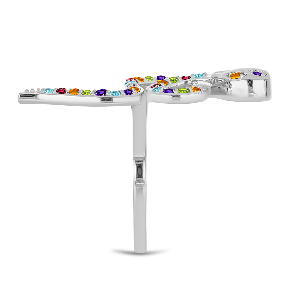 Anillo de Plata con Amatista de Marruecos y Citrino de los Montes Urales