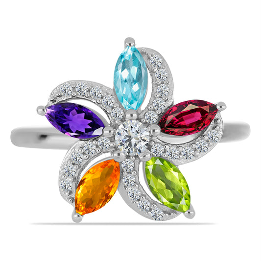 Anillo de Plata con Amatista de Marruecos y Peridoto de Changbai