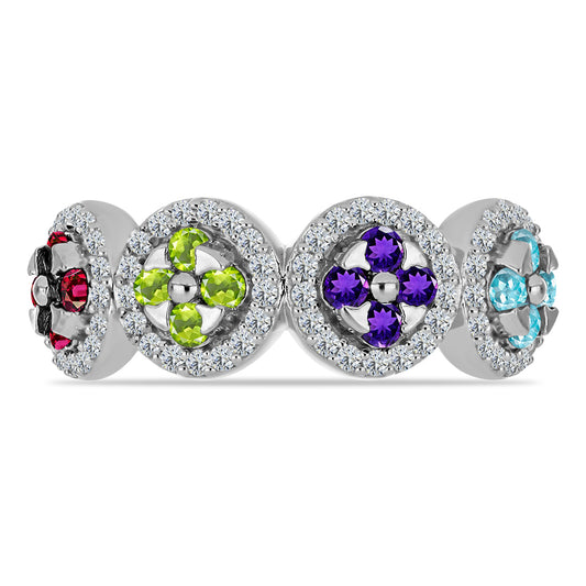 Anillo de Plata con Amatista de Marruecos y Peridoto de Changbai