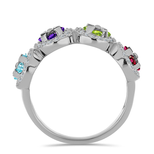 Anillo de Plata con Amatista de Marruecos y Peridoto de Changbai