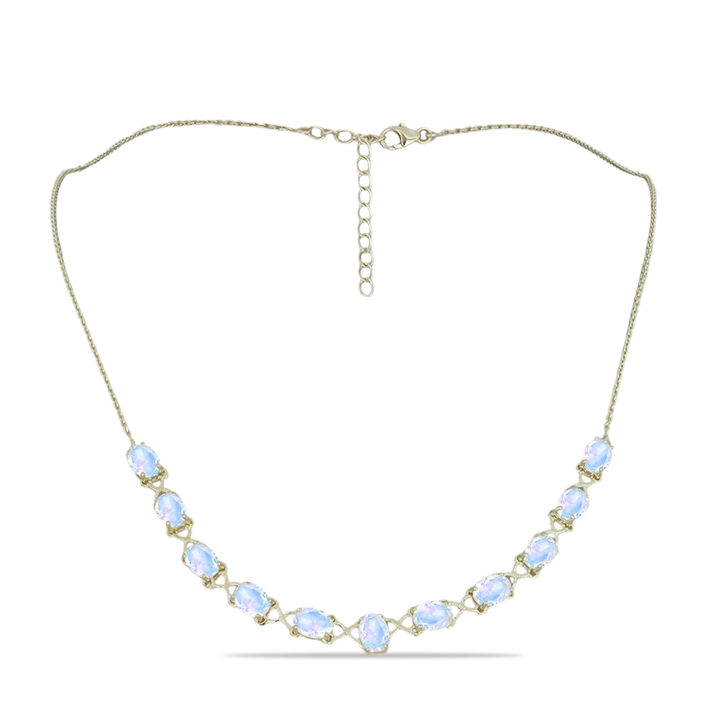 Collar de Plata Bañada en Oro con Piedra Lunar Arco Iris 1 