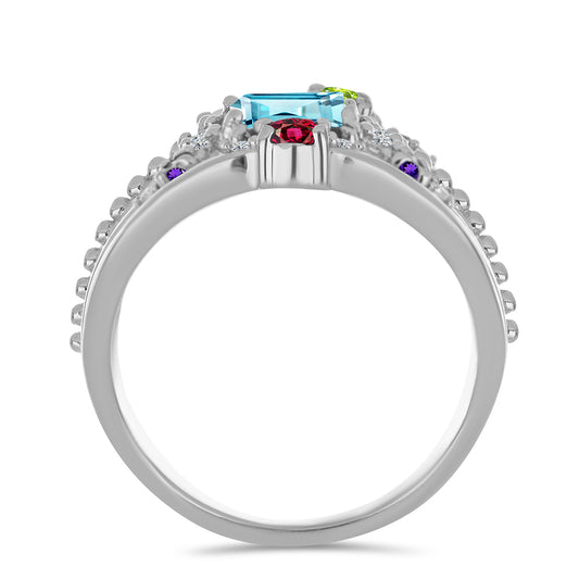 Anillo de Plata con Amatista de Marruecos y Citrino de Río del Oro