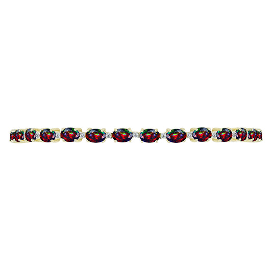 Pulsera de Plata Bañada en Oro con Ópalo negro medianoche Lega Dembi de Ëtiopía y Topacio Blanco