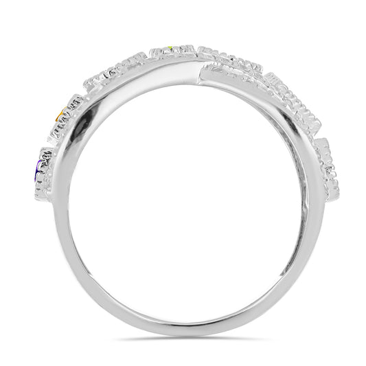 Anillo de Plata con Amatista de Marruecos y Peridoto de Changbai