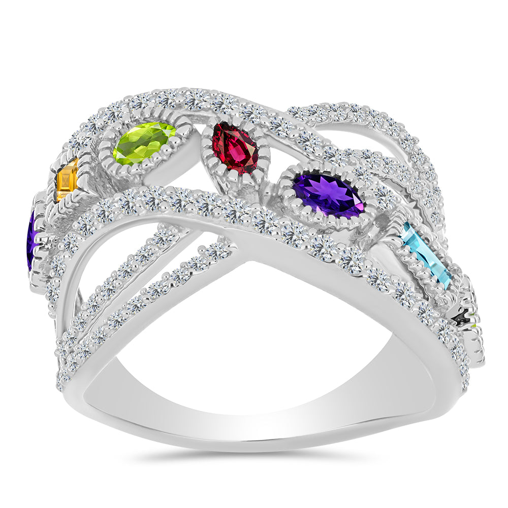 Anillo de Plata con Amatista de Marruecos y Peridoto de Changbai 3 