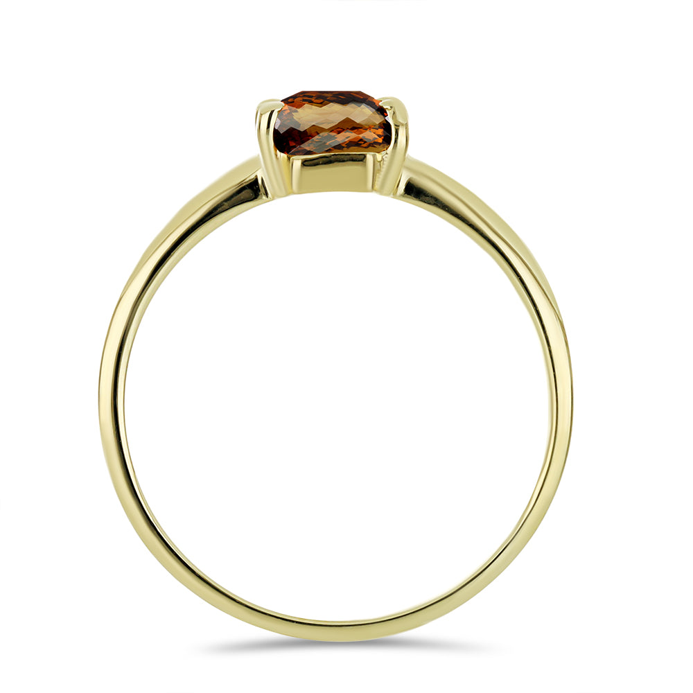 Anillo de Plata Bañada en Oro con Cuarzo Coñac 2 