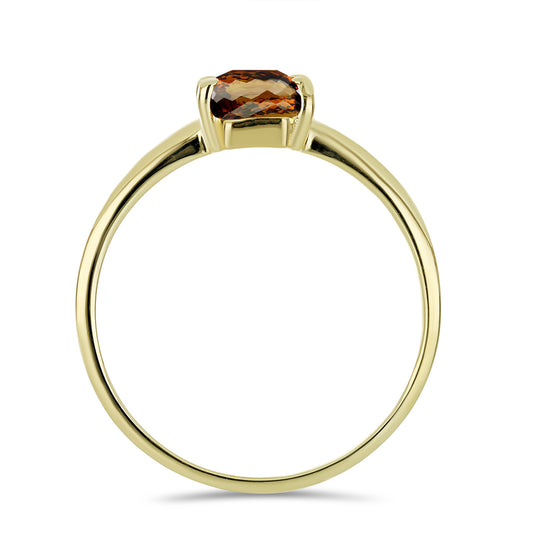 Anillo de Plata Bañada en Oro con Cuarzo Coñac