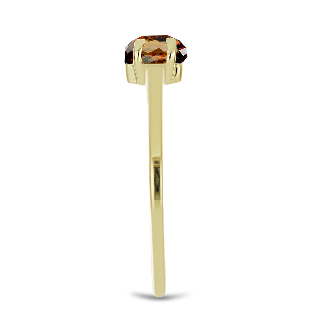 Anillo de Plata Bañada en Oro con Cuarzo Coñac