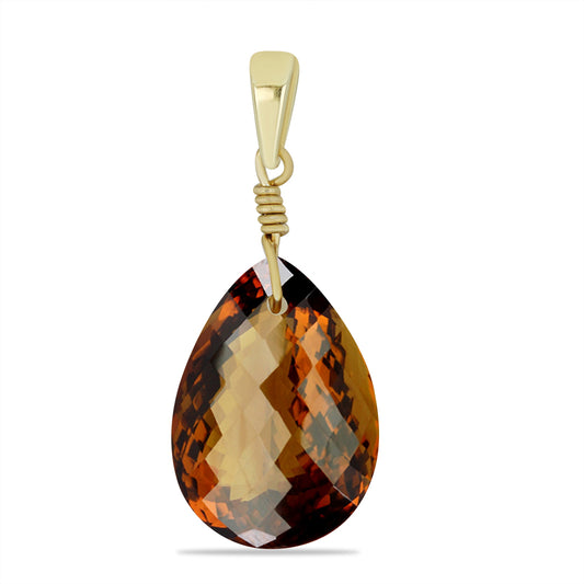 Colgante de Plata Bañada en Oro con Cuarzo Coñac