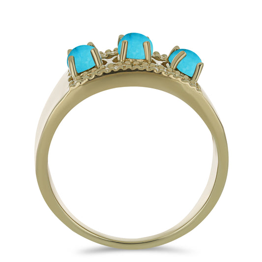 Anillo de Plata Bañada en Oro con Turquesa Bella Durmiente