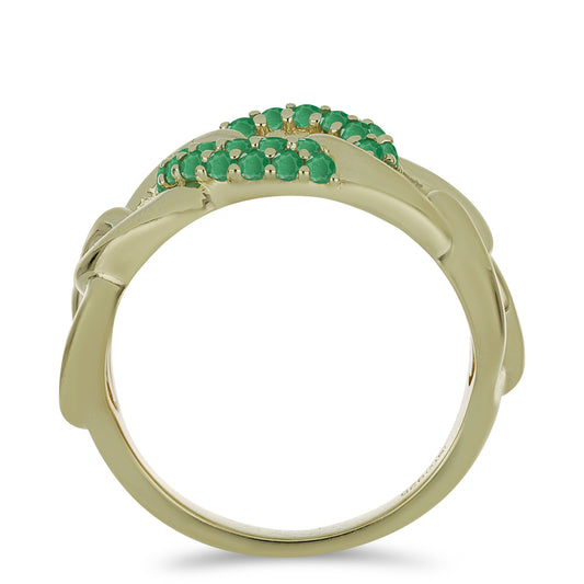 Anillo de Plata Bañada en Oro con Esmeralda de Brasil