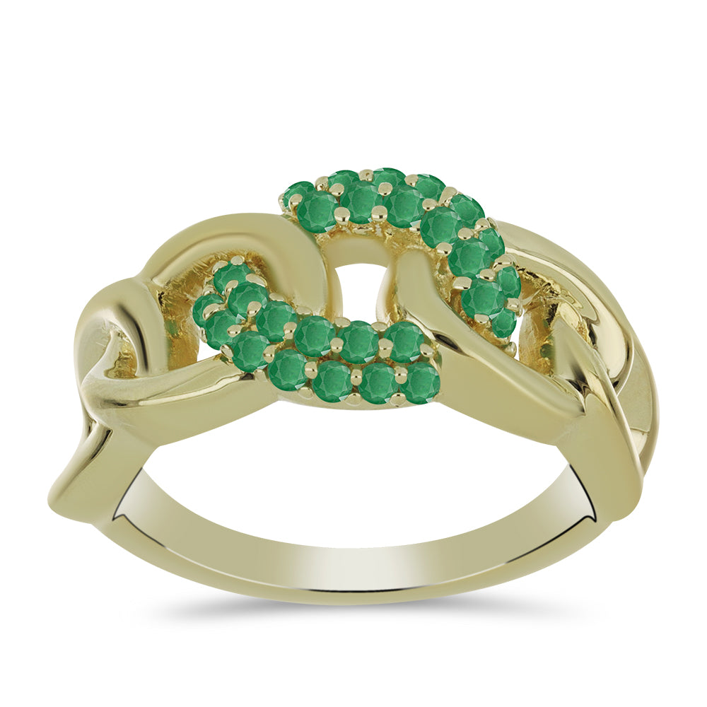 Anillo de Plata Bañada en Oro con Esmeralda de Brasil 3 