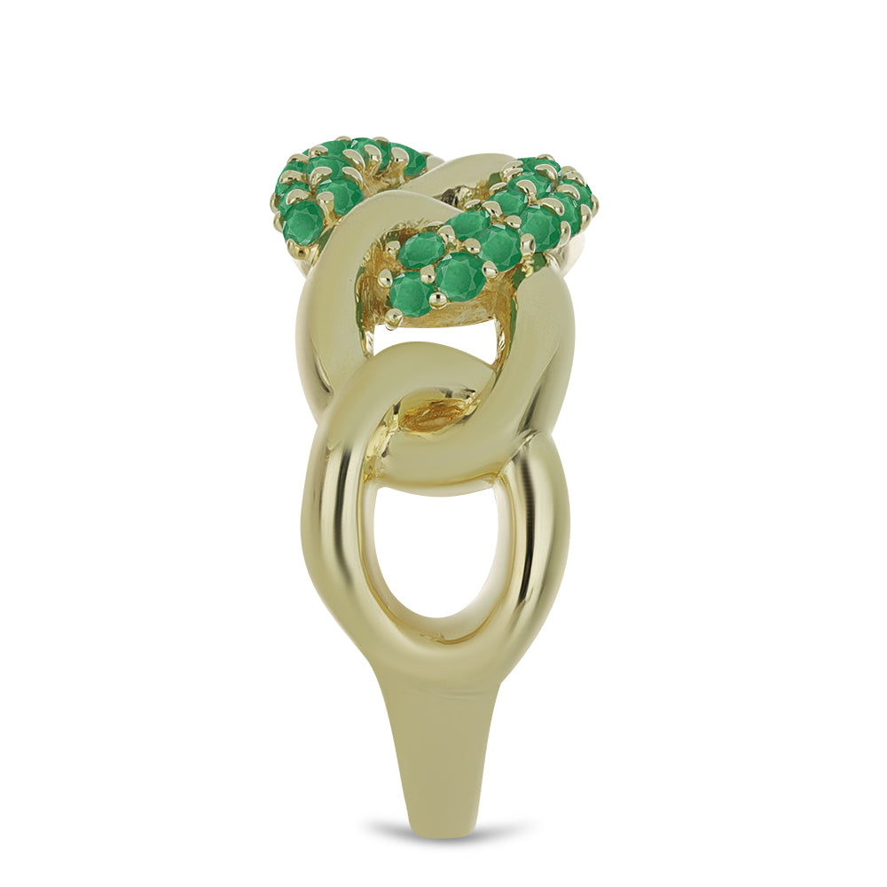 Anillo de Plata Bañada en Oro con Esmeralda de Brasil 4 