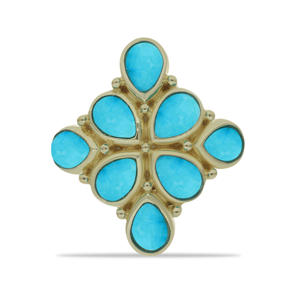 Anillo de Plata Bañada en Oro con Turquesa Bella Durmiente 1 