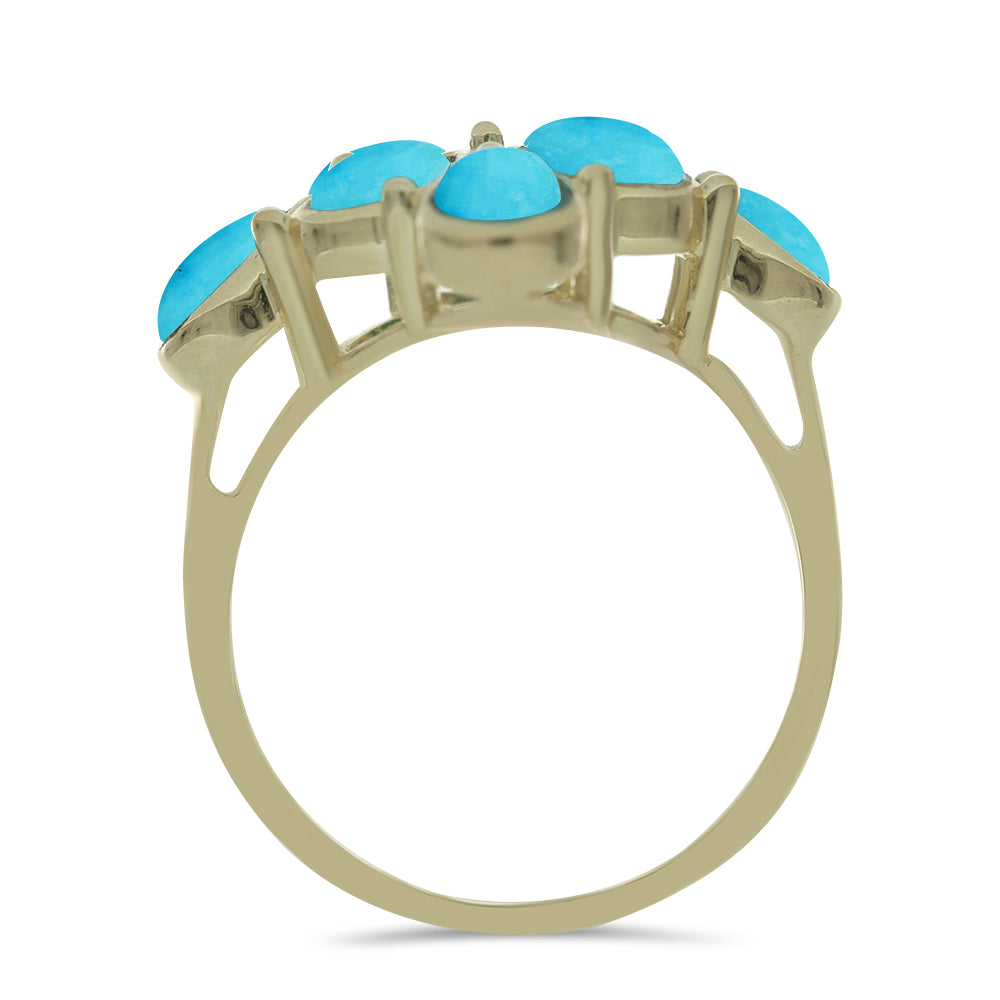 Anillo de Plata Bañada en Oro con Turquesa Bella Durmiente 2 