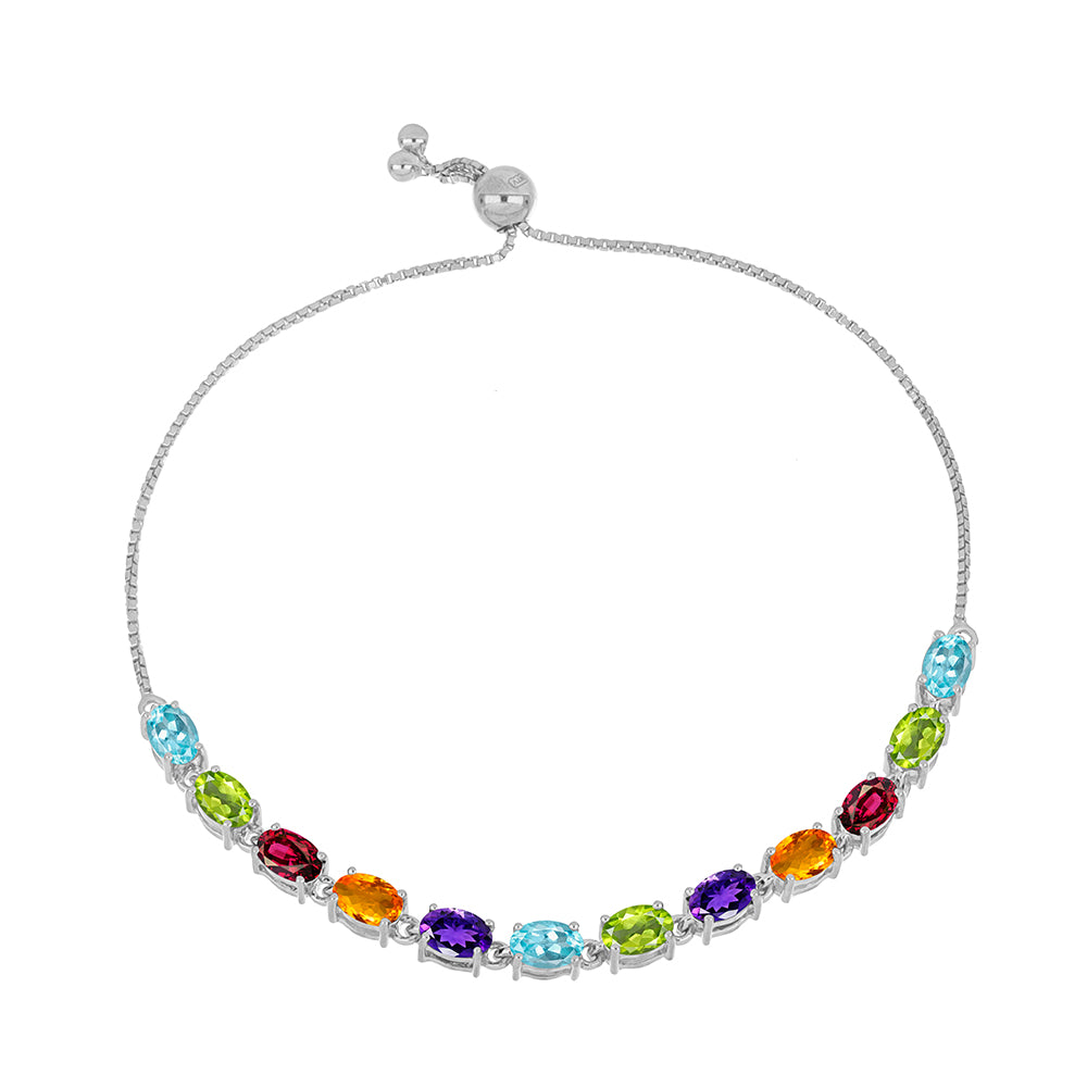 Pulsera de Plata con Amatista de Marruecos y Peridoto de Changbai