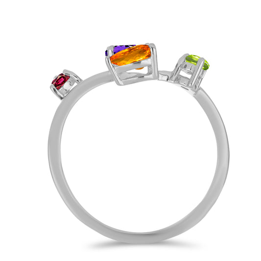 Anillo de Plata con Amatista de Marruecos y Citrino de Río del Oro