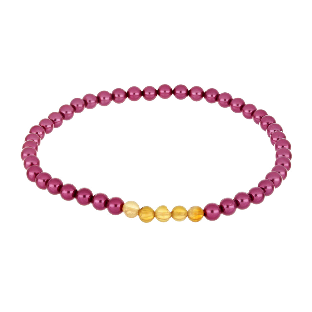 Conjunto de Plata Bañada en Oro con Perla Púrpura de Agua dulce y Citrino de los Montes Urales ( Pulsera ) 3 
